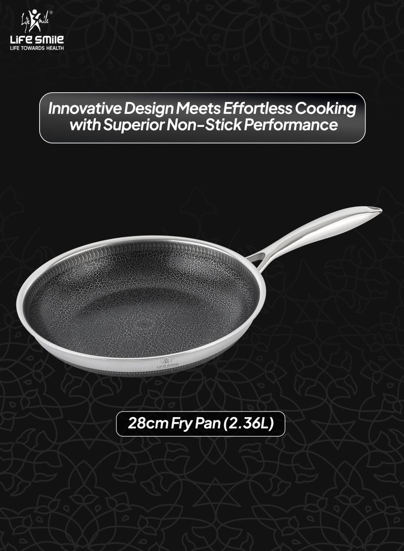 Life Smile 28cm Hybrid Stainless Steel Non-Stick Fry Pan with Induction Base (2.36L) - Image 3